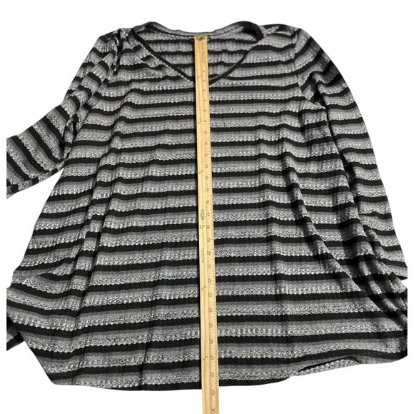 Lane Bryant Womens Sweater Plus Size 22/24 V Neck Striped Long Sleeve Gray Black - Picture 9 of 12